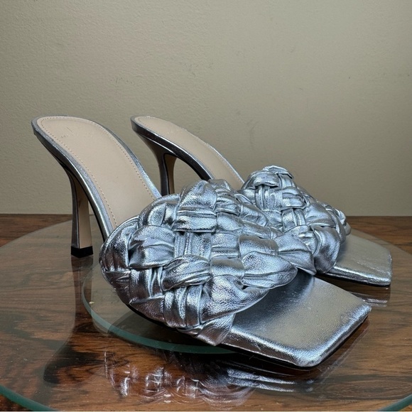 Marc Fisher Draya Square Toe Slide in silver - Picture 7 of 16